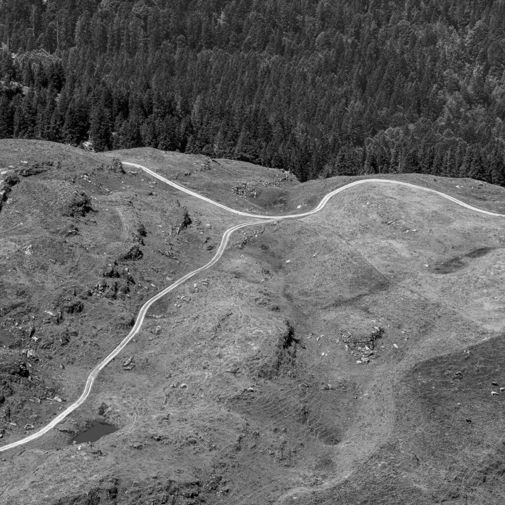 winding road in alpine landscape
